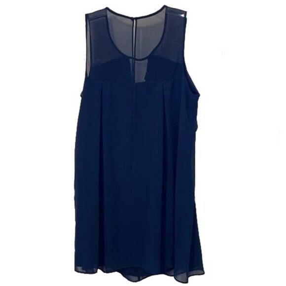 BCBGeneration Navy Blue Sleeveless Mini Shift Dress Womens Medium Chiffon - Picture 3 of 10